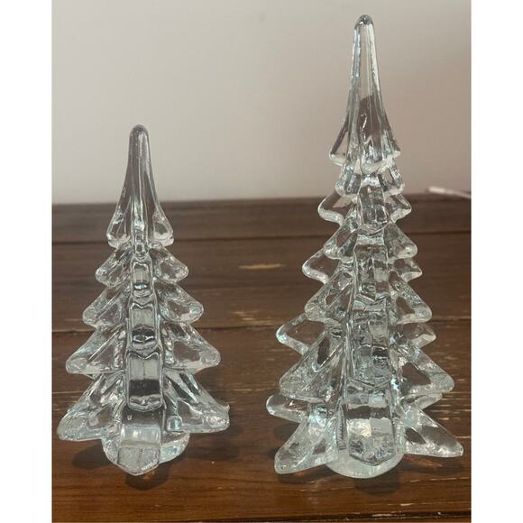 Vintage Crystal Christmas Tree Lot of 2 8.5" & 6.5" - Picture 1 of 5